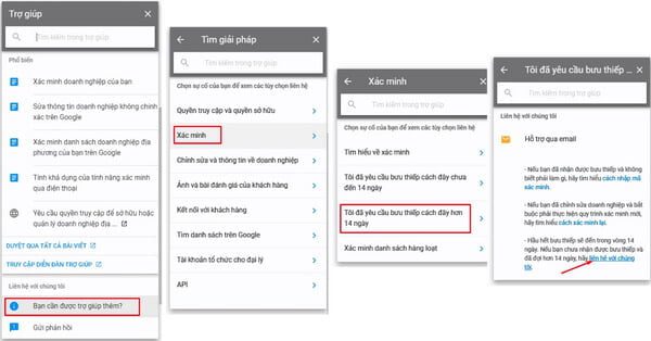 Thực hiện gửi Google hỗ trợ khi không nhận được mã xác minh doanh nghiệp